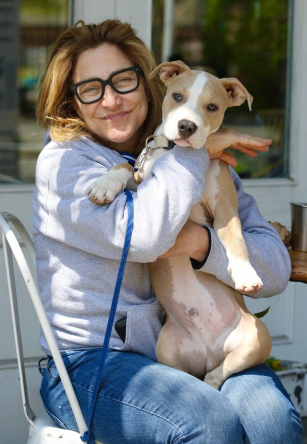 Edie Falco - Spotted with her dog Mackie after having lunch in New York