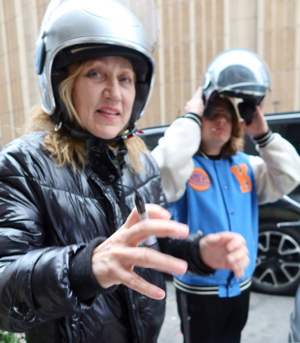 Edie Falco - Stopping to greet a fan in New York