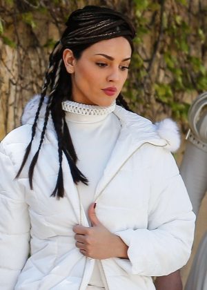 Eiza Gonzalez in costume on the set of 'Paradise Hills' in Barcelona