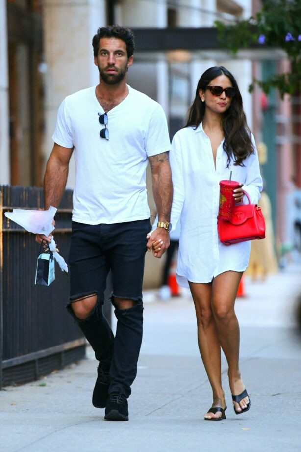 Eiza Gonzalez - With her boyfriend Paul Rabil on a stroll in New York