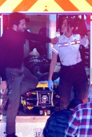Eiza Gonzalez - With Jake Gyllenhaal film scene for 'Ambulance' in Los Angeles