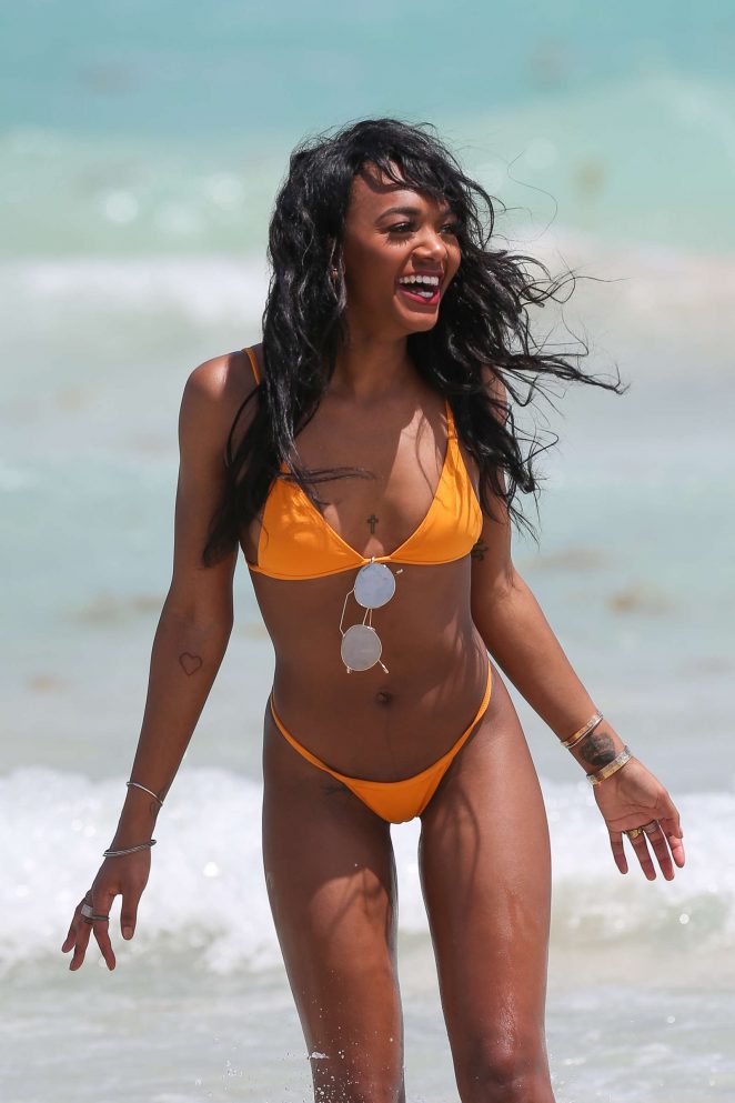 Elisa Johnson in Orange Bikini in Miami