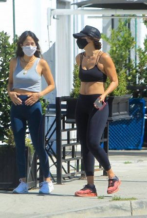 Elisabetta Canalis - Goes for a walk with a friend in West Hollywood