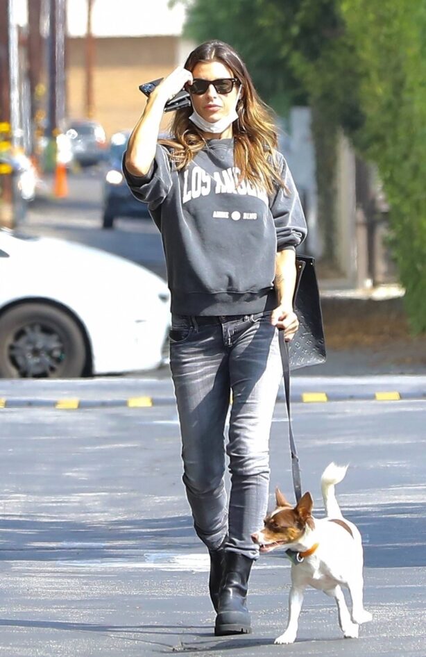Elisabetta Canalis - Walking her dog in West Hollywood