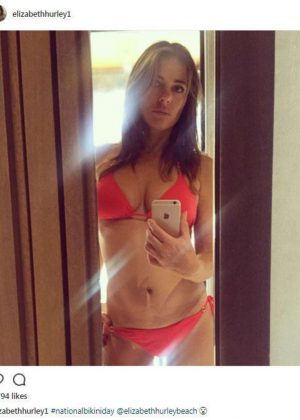 Elizabeth Hurley in Red Bikini - Instagram