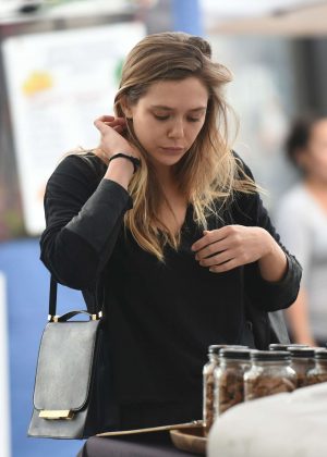 Elizabeth Olsen at a farmer's market in LA