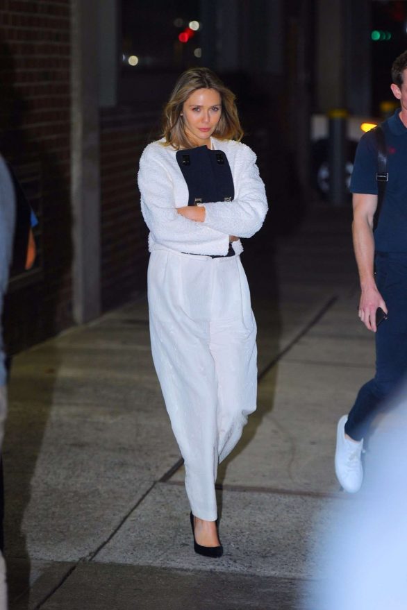 Elizabeth Olsen in White Suit - Out in NYC