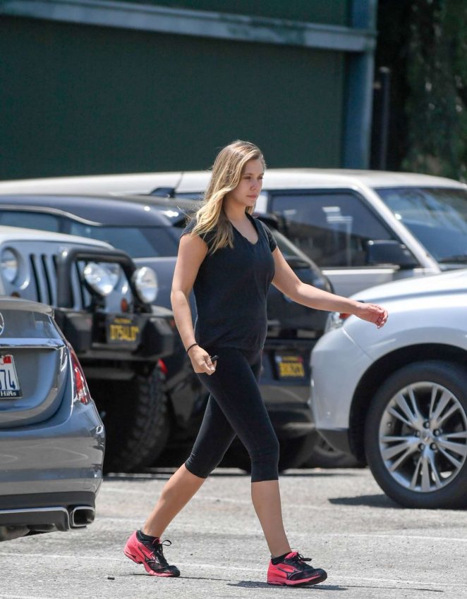 Elizabeth Olsen in Spandex Leaving a gym in West Hollywood