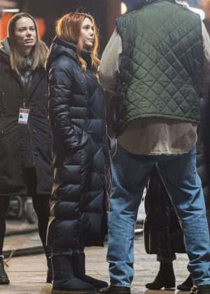 Elizabeth Olsen on set of 'Avengers: Infinity War' in Edinburgh