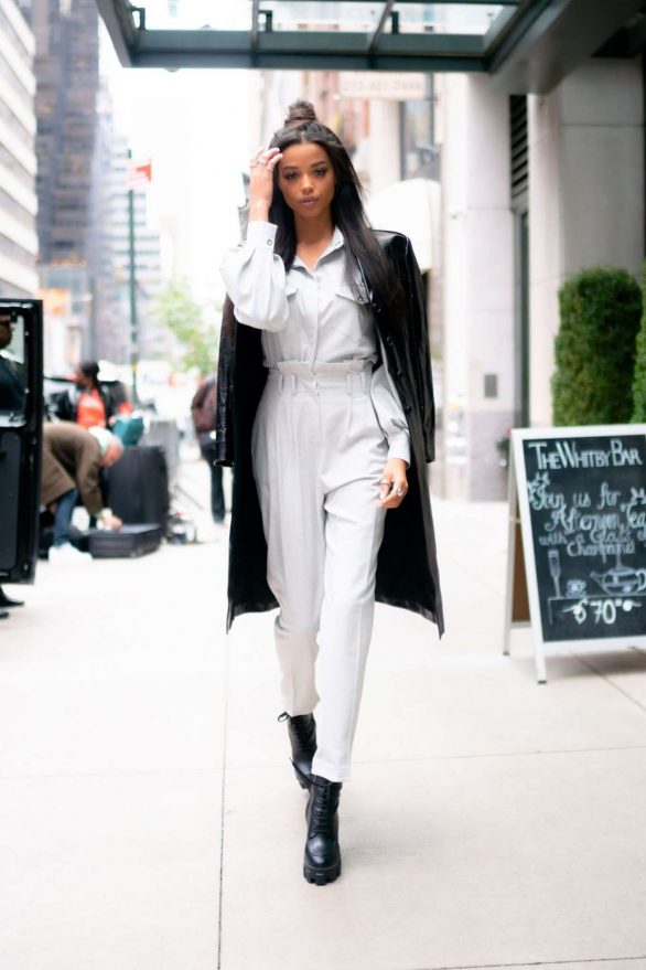 Ella Balinska in White Suit - Out in New York