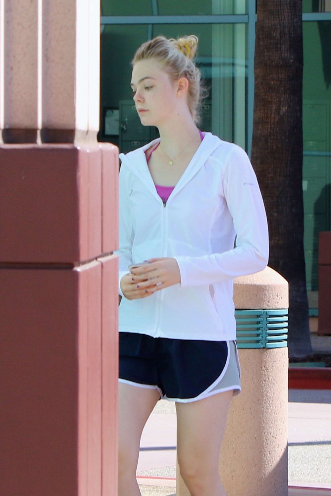 Elle Fanning - Arriving at the gym in Los Angeles