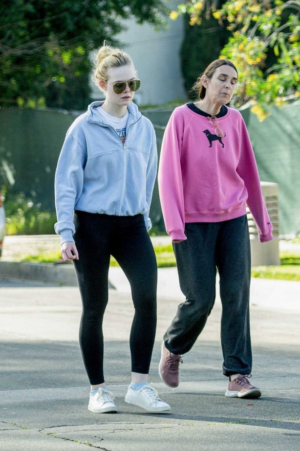 Elle Fanning - Goes for a long walk with her mother in Los Angeles