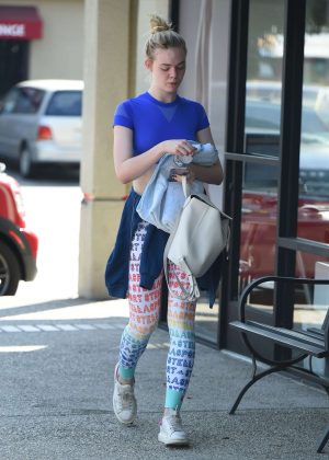 Elle Fanning heads to workout in Los Angeles