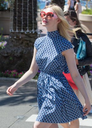 Elle Fanning in Blue Mini Dress at 70th Cannes Film Festival