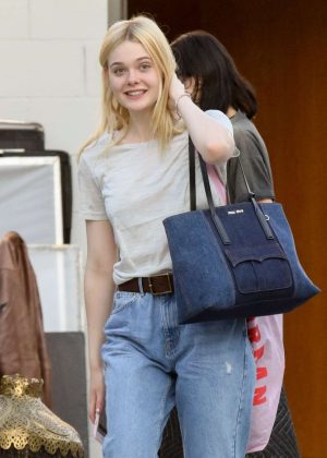 Elle Fanning in Jeans exits a studio in LA