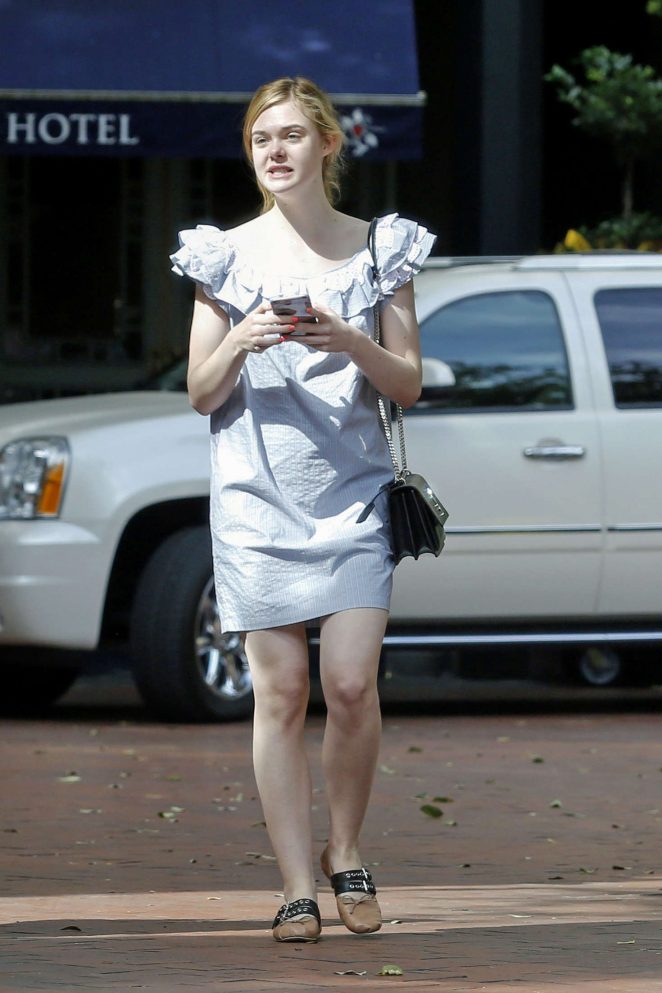 Elle Fanning in Mini Dress Out and about in New Orleans