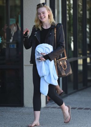 Elle Fanning in Spandex at the gym in LA