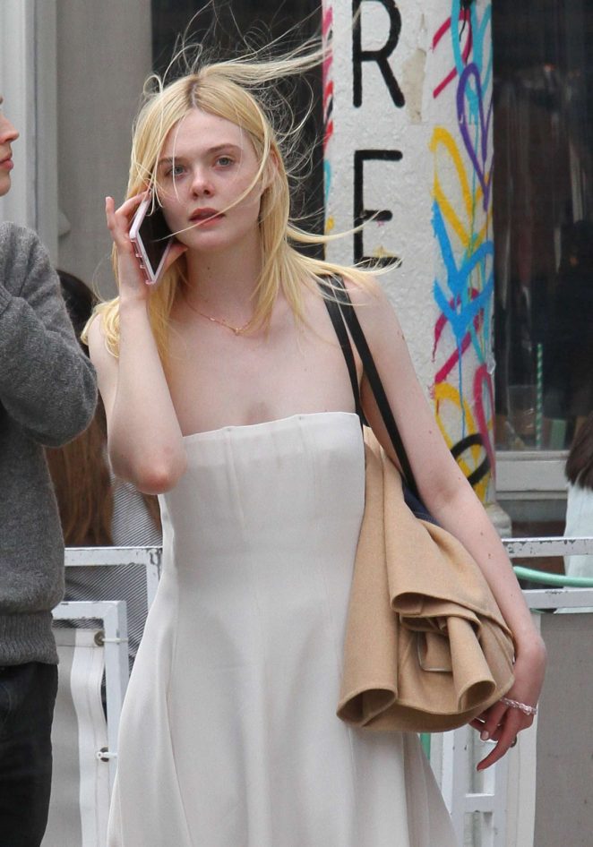 Elle Fanning in Summer Dress out in NYC