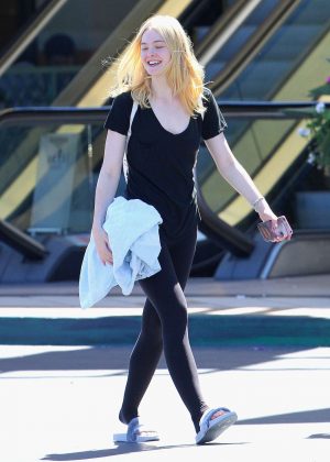 Elle Fanning in Tights Out in Studio City