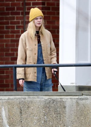 Elle Fanning on set of 'I Think We're Alone Now' in Westchester County