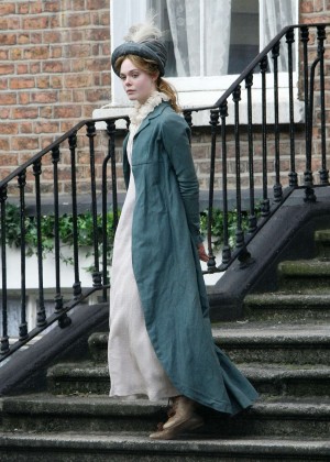 Elle Fanning - On Set Of 'Storm in The Stars' in Dublin