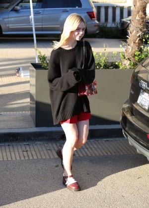 Elle Fanning in Black Sweaters Out in Beverly Hills