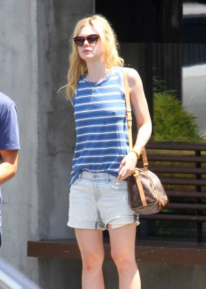 Elle Fanning in Jeans Shorts Out in Beverly Hills