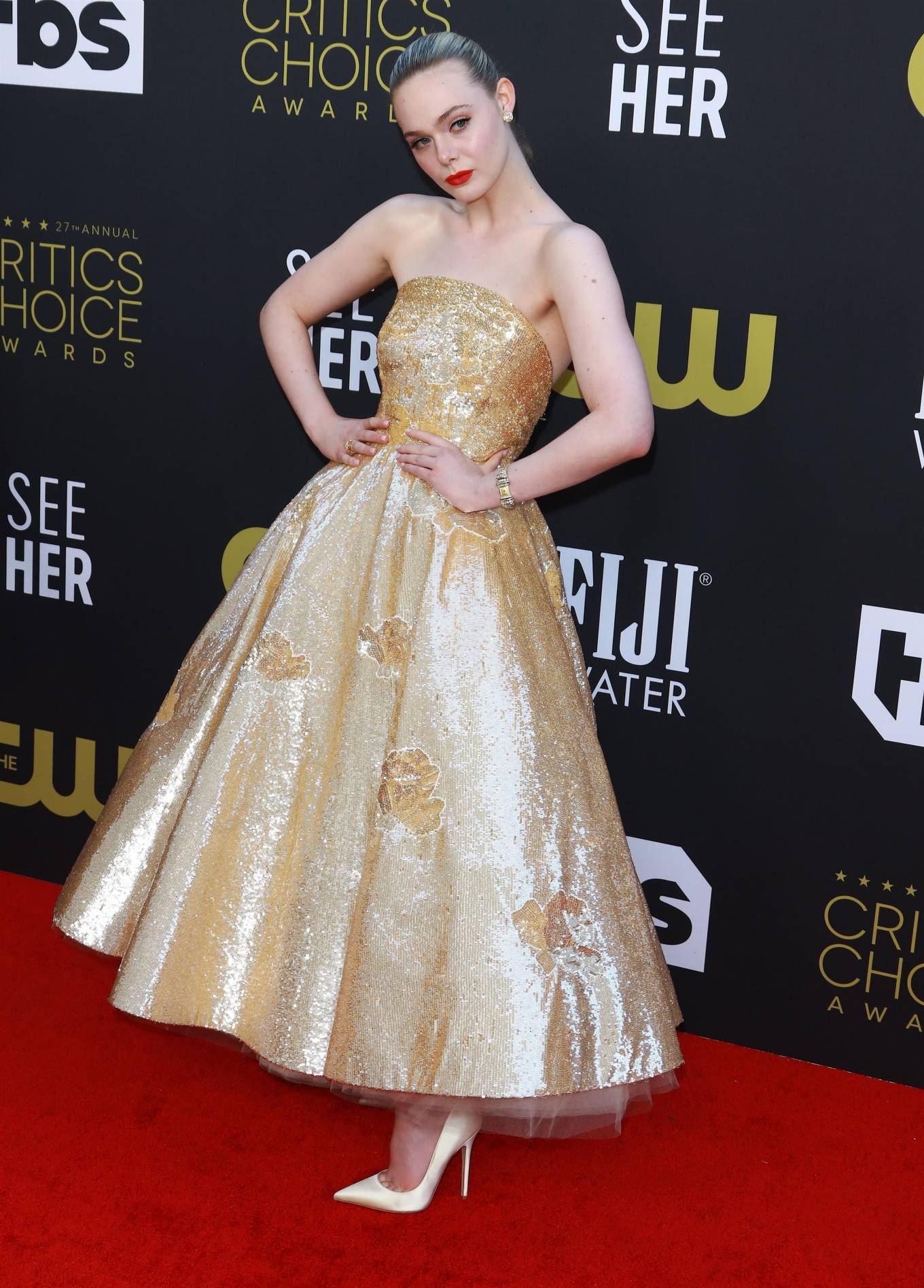 Elle Fanning - Red carpet at 2022 Critics Choice Awards in LA-10 | GotCeleb