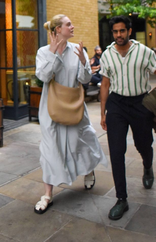 Elle Fanning - With Sacha Dhawan seen heading to the Ham Yard Bar and Restaurant in London