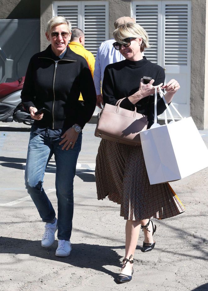 Ellen DeGeneres and Portia De Rossi at a hair salon in West Hollywood