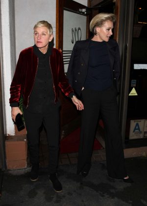 Ellen DeGeneres and Portia de Rossi at Madeo restaurant in West Hollywood