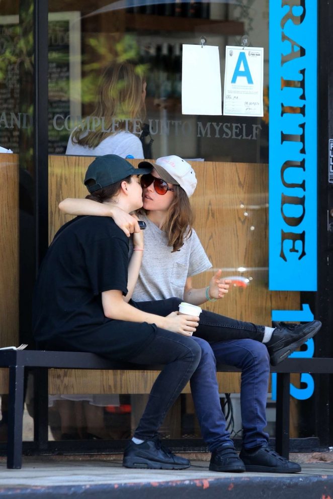Ellen Page with Emma Portner at Cafe Gratitude in West Hollywood