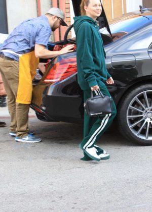 Ellen Pompeo in Green Tracksuit - Shopping at Toms Toys in Beverly Hills