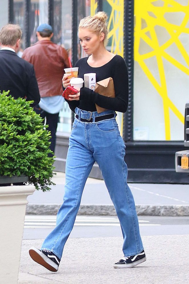 Elsa Hosk in Jeans out in New York