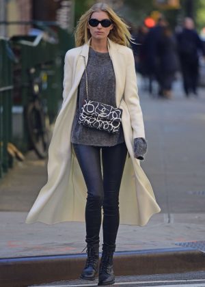 Elsa Hosk in leather pants in New York City – GotCeleb
