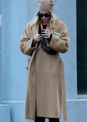 Elsa Hosk in Long Brown Coat - Out in Soho