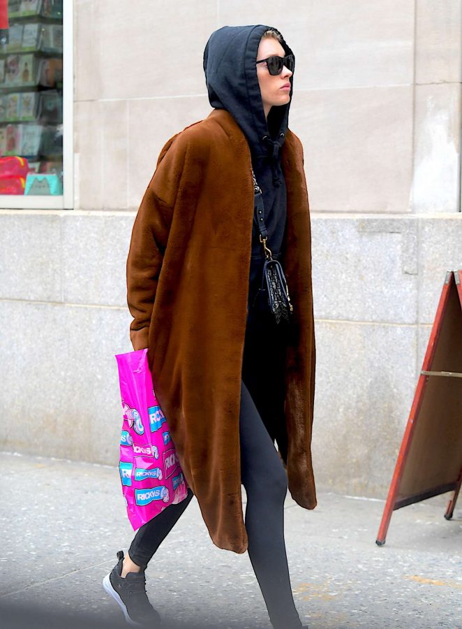 Elsa Hosk in Long Coat out in NY