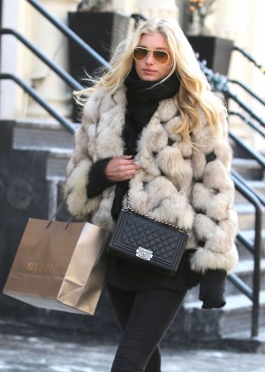 Elsa Hosk in Fur Coat Out in NYC