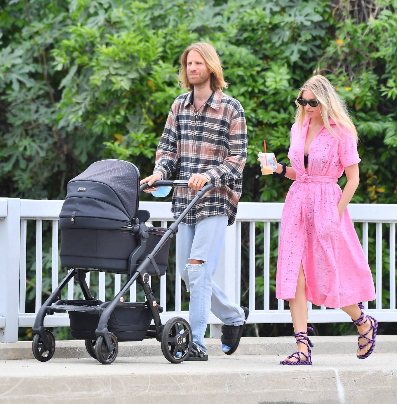 Elsa Hosk - Out in a pink dress for coffee with her husband Tom in Los ...