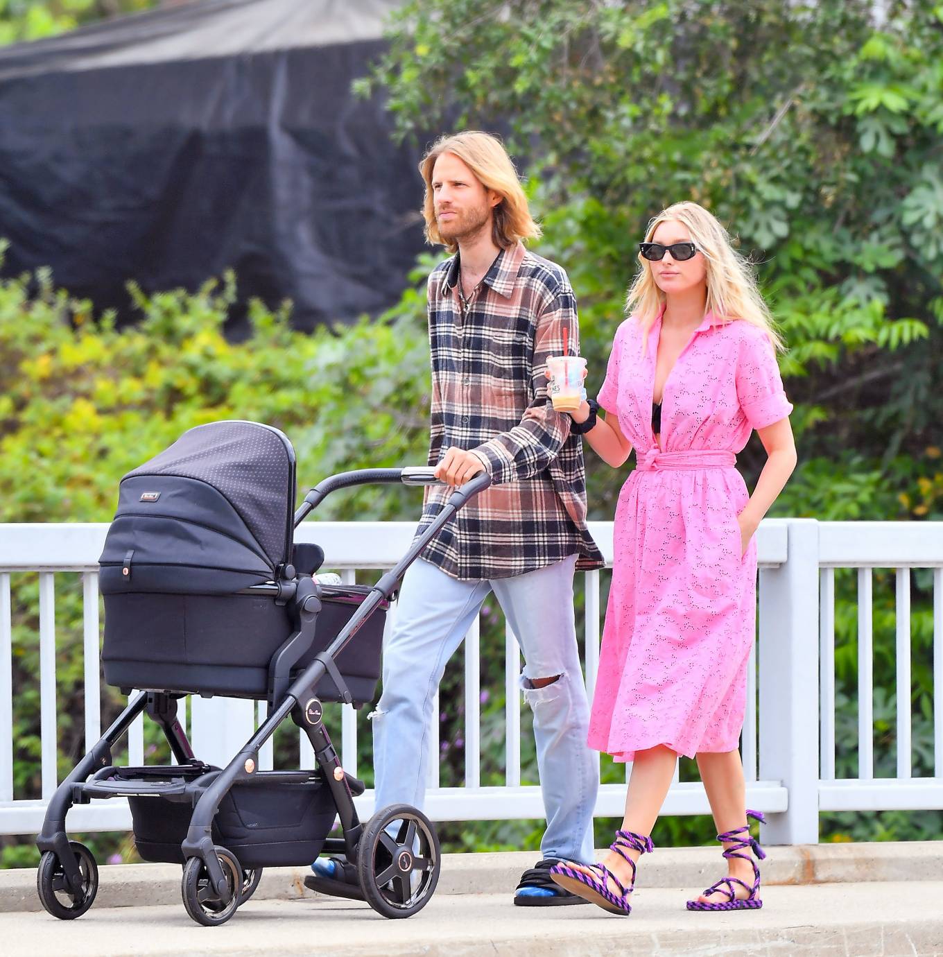 Elsa Hosk - Out in a pink dress for coffee with her husband Tom in Los ...