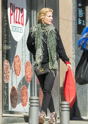 Elsa Pataky in Leopard Print Pants - Out in Madrid