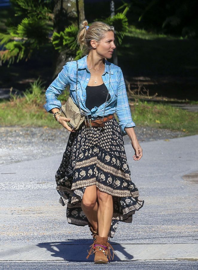 Elsa Pataky in Long Skirt out in Byron Bay