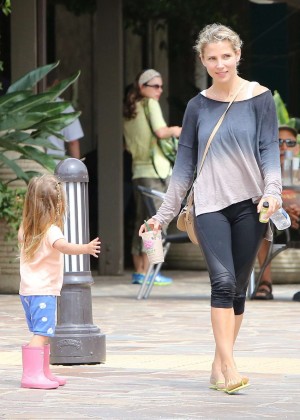 Elsa Pataky in Tights Out with her daughter in Malibu