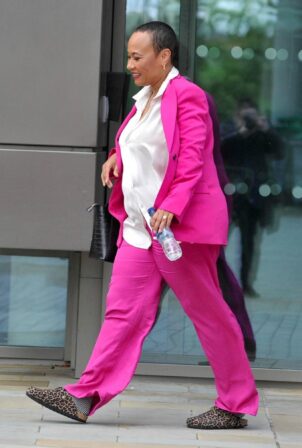 Emeli Sande - In a Pink Suit leaves the BBC Studios in Manchester