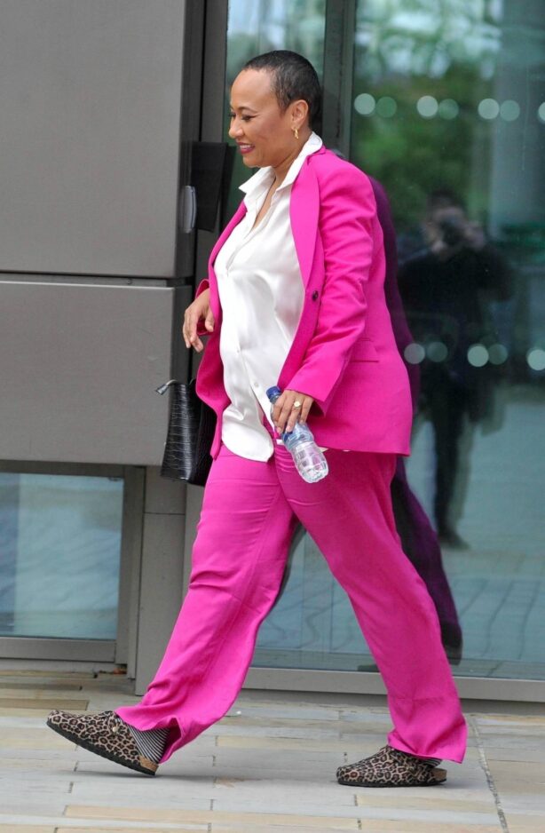 Emeli Sande - In a Pink Suit leaves the BBC Studios in Manchester