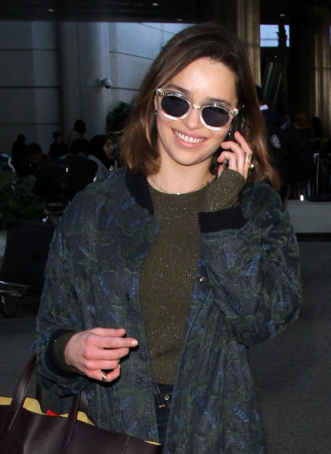 Emilia Clarke - Arrives at LAX Airport in Los Angeles