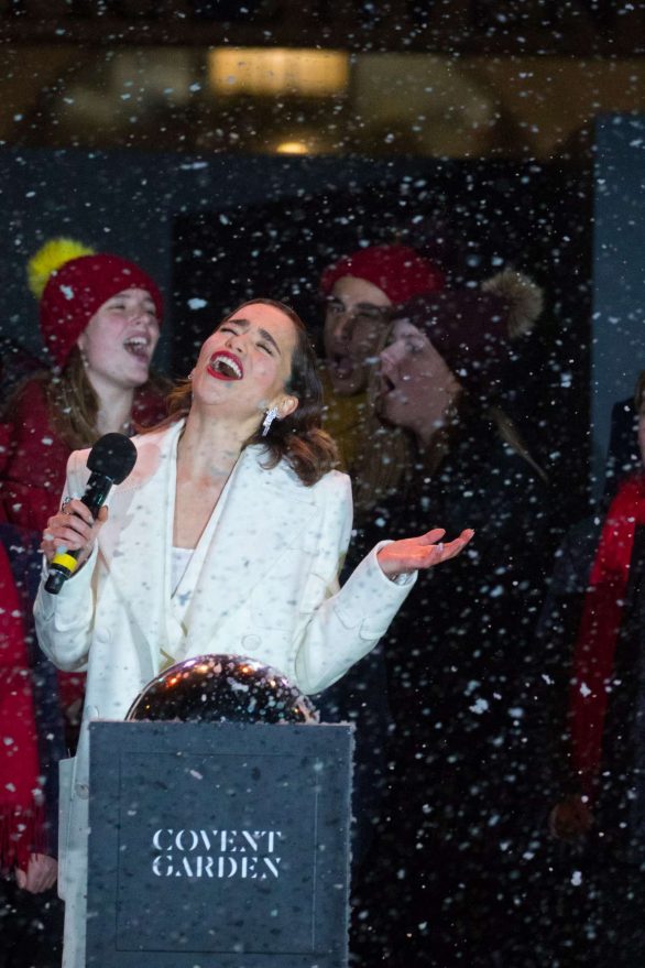 Emilia Clarke Covent Garden Christmas Lights Switch On And Sing