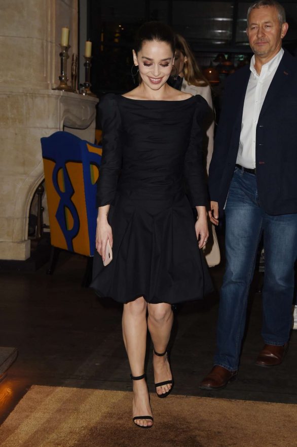 Emilia Clarke in Black Dress - Out in London