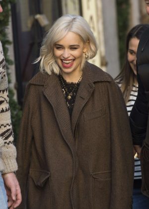 Emilia Clarke - On the set of a Dolce and Gabbana commercial in Rome