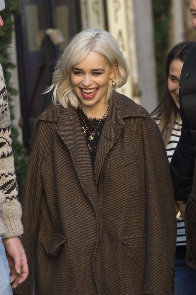 Emilia Clarke - On the set of a Dolce and Gabbana commercial in Rome